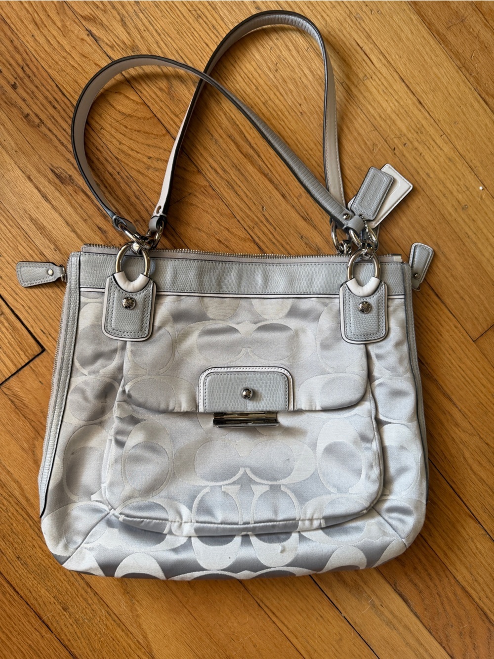 Coach Silver Signature Convertible Shoulder Bag